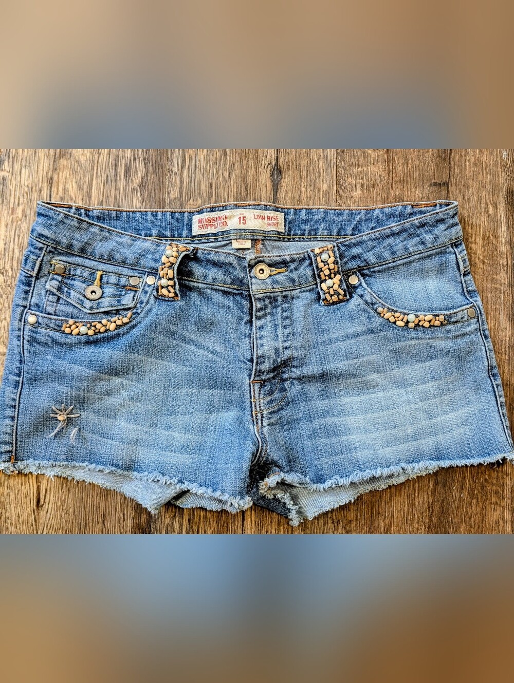Y2K Beaded Beach Denim Cutoff Shorts